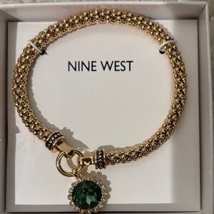 Nine West Gold Bracelet with Emerald Charm